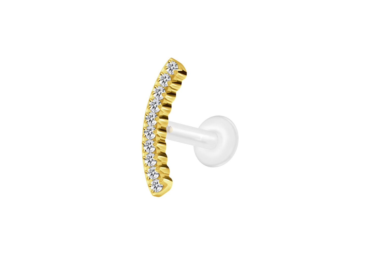 PTFE Labret Piercing mit Innengewinde + Titan-Aufsatz KRISTALLBOGEN